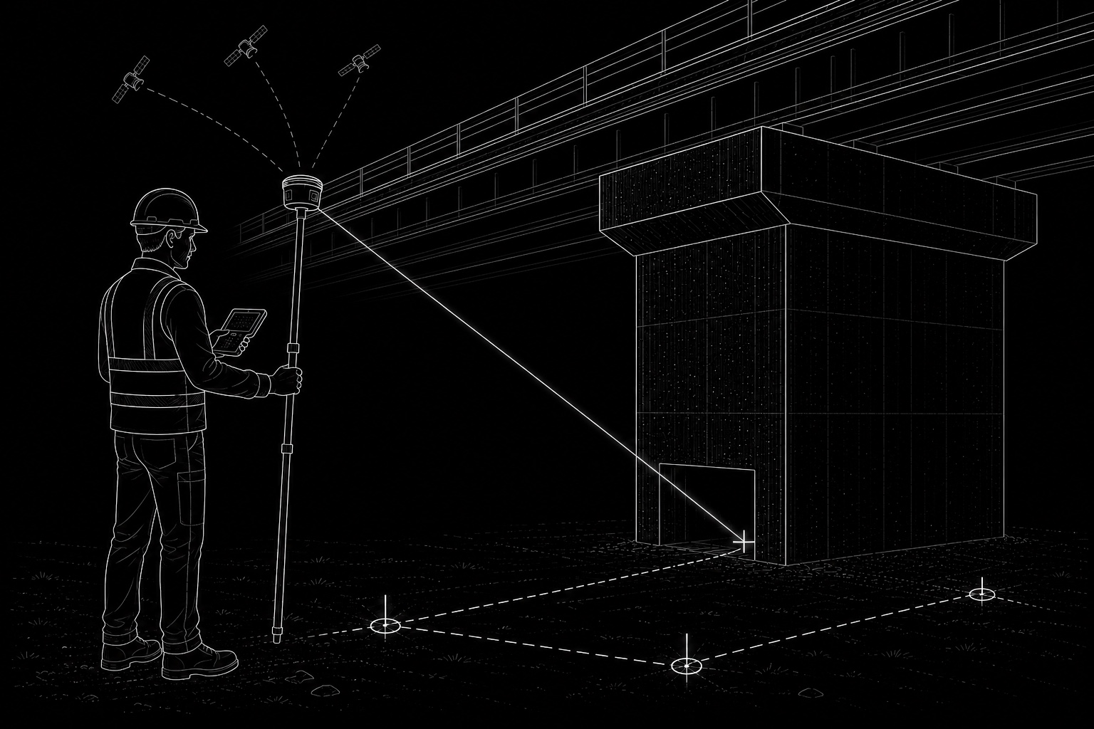 GNSS surveying and georeferencing illustration