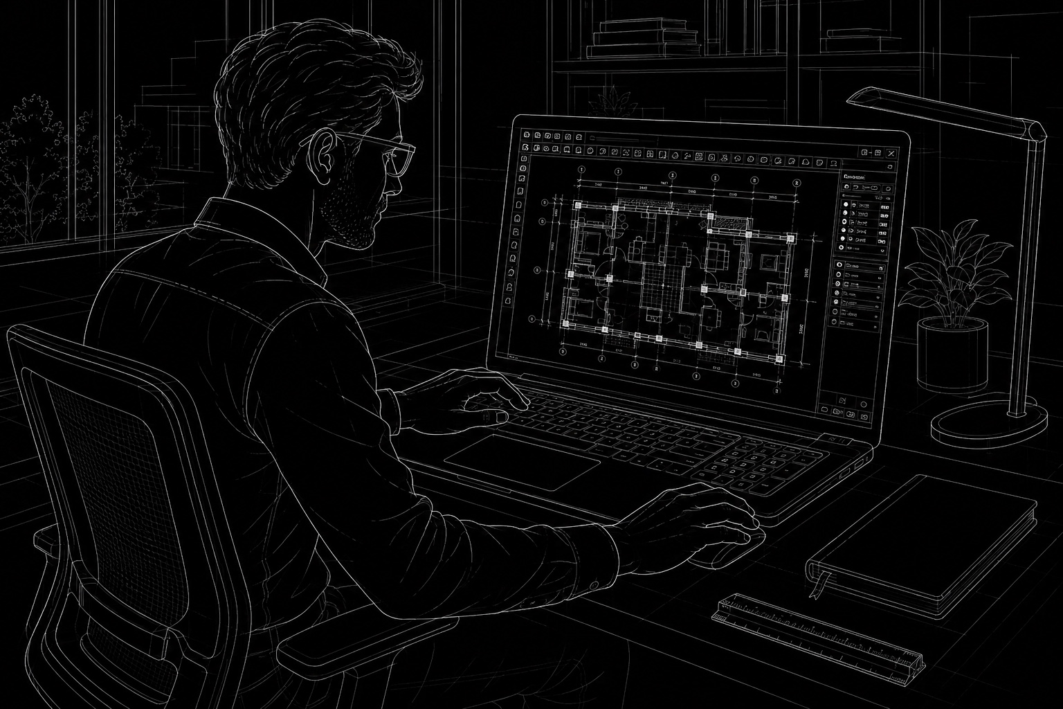 CAD, PDF and 3D point cloud processing illustration