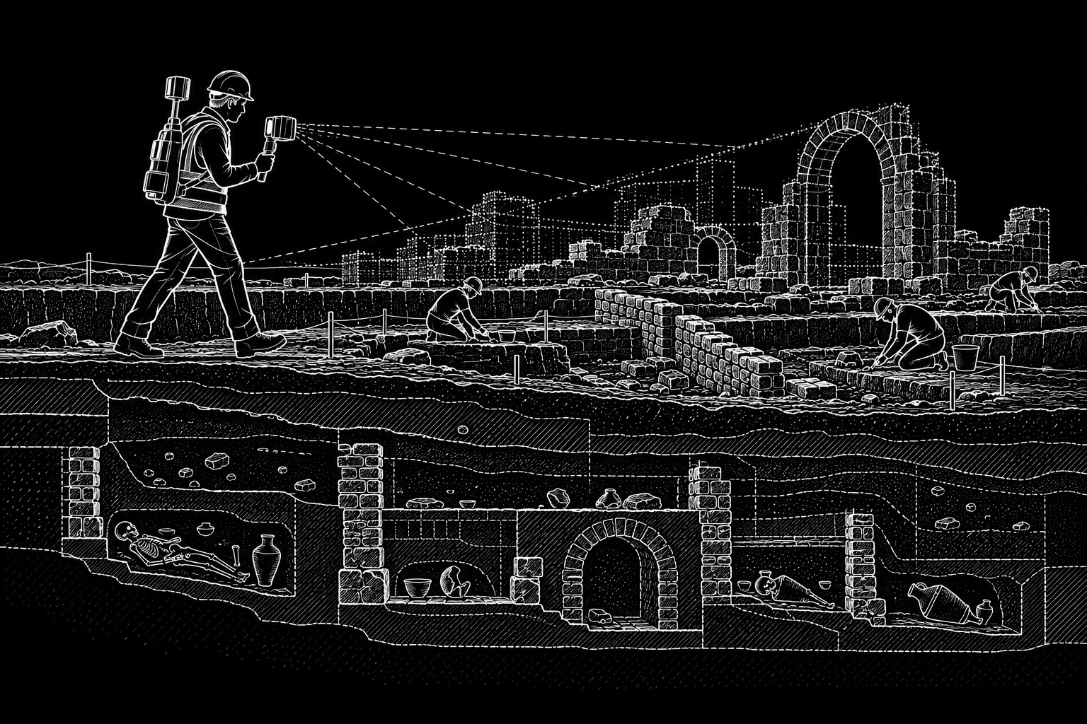 Archaeological survey and high-resolution heritage documentation illustration