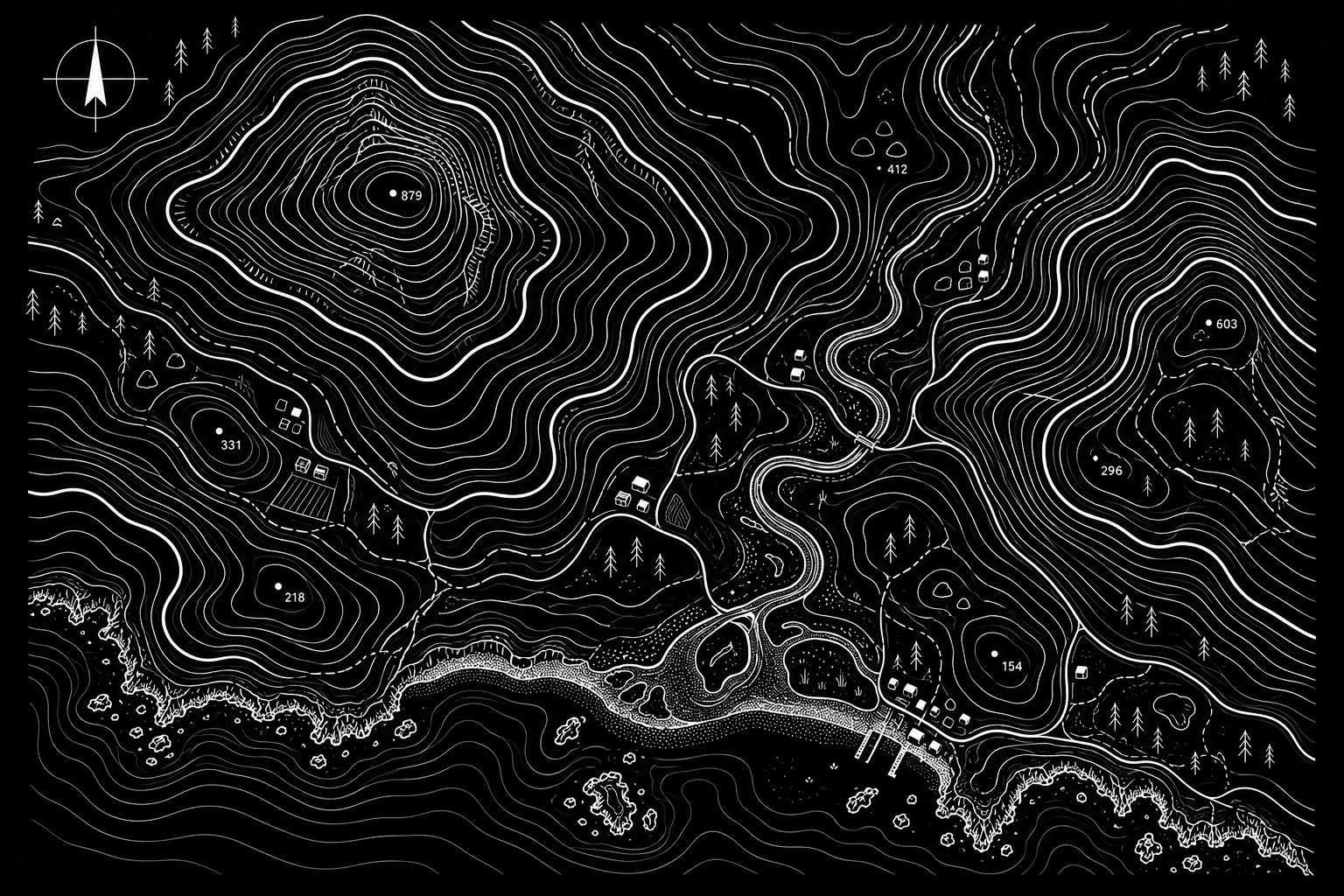 Topographic survey contour map and terrain documentation