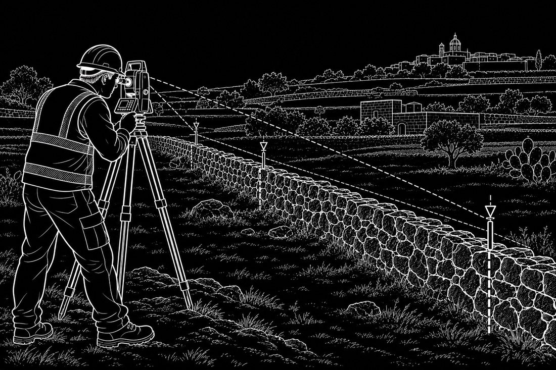 Precise property boundary surveying and setting-out illustration